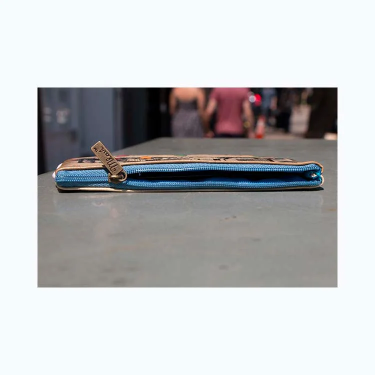 Vintage style New york faux leather pouch-Brooklyn Bridge thumbnail 3
