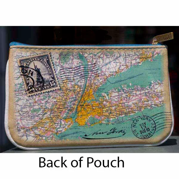 Vintage style New york faux leather pouch-Brooklyn Bridge thumbnail 4